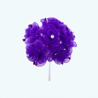 2.5" Diameter Rhinestone Organza Flower 6X12 | Purple